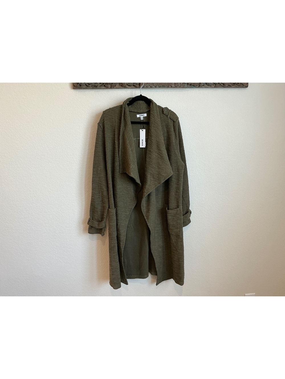 BB Dakota Olive Green Draped Open Front Cardigan XL